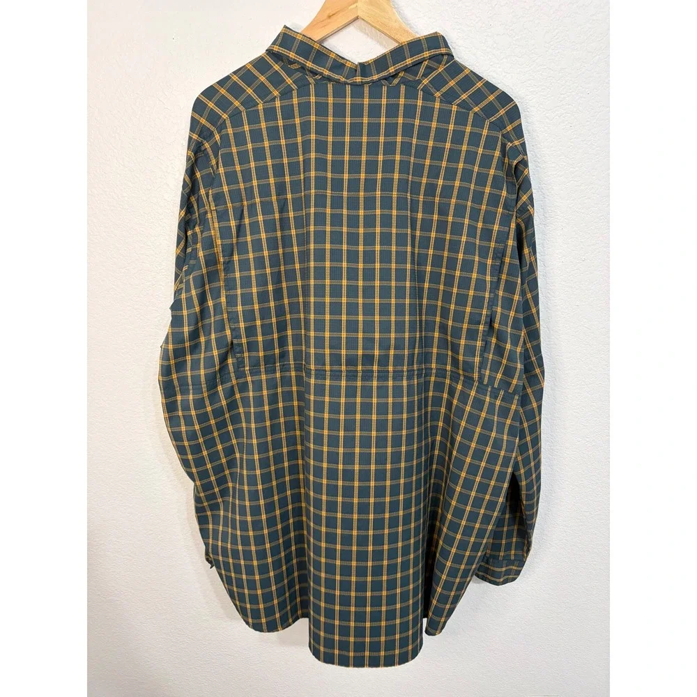 Columbia Mens 3X Omni-Shade Plaid Fishing Shirt Long Sleeve Teal Orange AS1282 - Picture 7 of 7